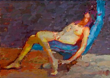 Pintura intitulada "Purple Night, Nuit…" por Marina Fedorova, Obras de arte originais, Acrílico