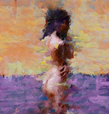 Painting titled "Purple Sunrise, Aub…" by Marina Fedorova, Original Artwork, Acrylic