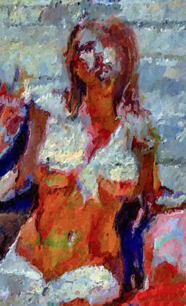 Pittura intitolato "Woman in red Shadow…" da Marina Fedorova, Opera d'arte originale, Acrilico