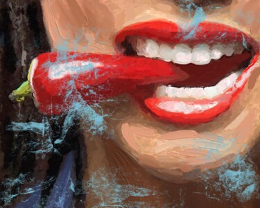 Peinture intitulée "Chilli Pepper" par Marina Fedorova, Œuvre d'art originale, Acrylique