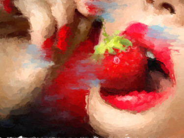 Druckgrafik mit dem Titel "Strawberry - taste…" von Marina Fedorova, Original-Kunstwerk, Acryl