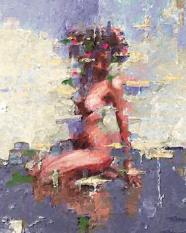 Digital Arts titled "Purple wind - Women…" by Marina Fedorova, Original Artwork, Digital Print