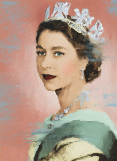 印花与版画 标题为“Queen Elizabeth - A…” 由Marina Fedorova, 原创艺术品, 模拟打印