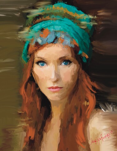 Pittura intitolato "New Jaconda, Woman…" da Marina Fedorova, Opera d'arte originale, Olio