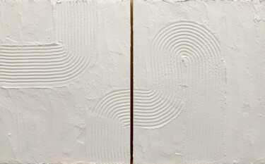 Malerei mit dem Titel "White relief" von Marina Lebedeva, Original-Kunstwerk, Gips