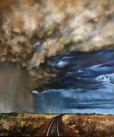 Painting titled "And thunder will st…" by Marina Gavrilova, Original Artwork, Oil