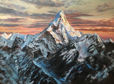 Painting titled "Mountains" by Marina Gavrilova, Original Artwork, Oil