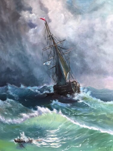 Painting titled "Storm" by Marina Gavrilova, Original Artwork, Oil