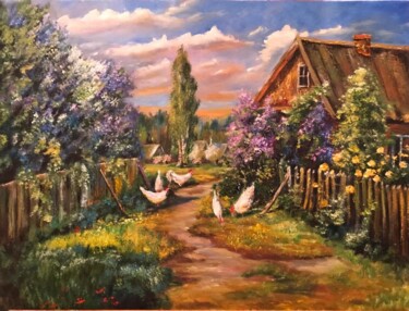 Painting titled "Summer summer" by Marina Gavrilova, Original Artwork, Oil