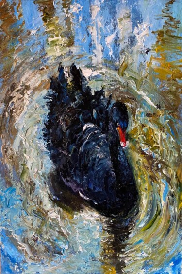 Malarstwo zatytułowany „Black grace” autorstwa Marina Gavrilova, Oryginalna praca, Olej