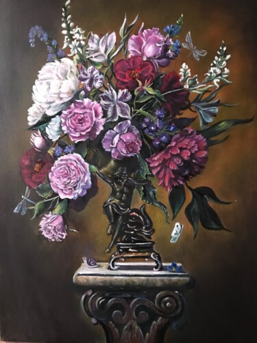 Malerei mit dem Titel "Vivid Bouquet Flowe…" von Marina Gavrilova, Original-Kunstwerk, Öl