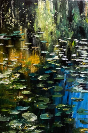 Painting titled "Summer pond" by Marina Gavrilova, Original Artwork, Oil