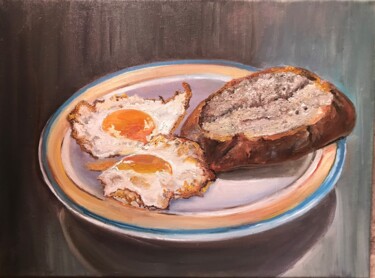 Painting titled "Delicious dinner, S…" by Marina Gavrilova, Original Artwork, Oil