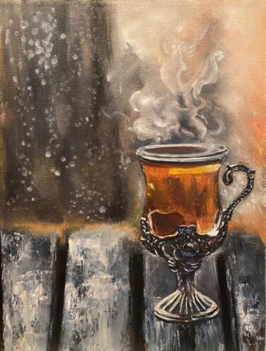 Painting titled "On a foggy morning…" by Marina Gavrilova, Original Artwork, Oil