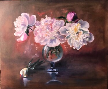 Peinture intitulée "Bouquet Peonies Rom…" par Marina Gavrilova, Œuvre d'art originale, Huile