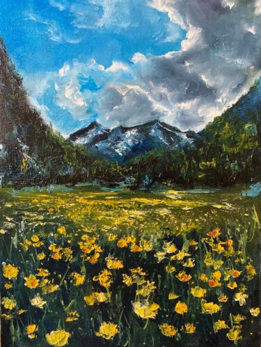 Painting titled "Mountain rhapsody" by Marina Gavrilova, Original Artwork, Oil