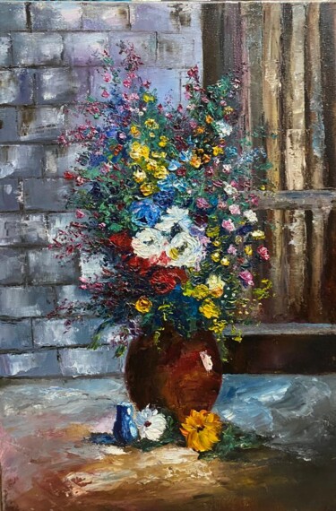 Painting titled "Flower confetti" by Marina Gavrilova, Original Artwork, Oil