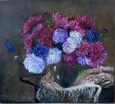 Malerei mit dem Titel "Pink Flowers Oil Pa…" von Marina Gavrilova, Original-Kunstwerk, Öl