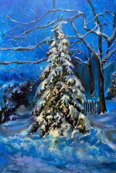 Painting titled "New Year's miracle" by Marina Gavrilova, Original Artwork, Oil