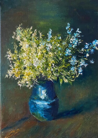 Painting titled "Spring bouquet Yell…" by Marina Gavrilova, Original Artwork, Oil