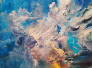 Painting titled "Heavenly storm" by Marina Gavrilova, Original Artwork, Oil