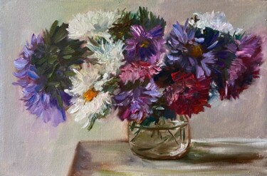 Pintura intitulada "Purple Flowers Oil…" por Marina Gavrilova, Obras de arte originais, Óleo