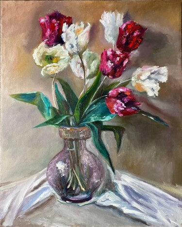 Peinture intitulée "Bright Flowers Oil…" par Marina Gavrilova, Œuvre d'art originale, Huile