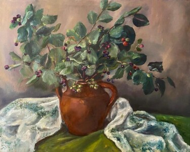 Картина под названием "Bouquet Summer Berr…" - Marina Gavrilova, Подлинное произведение искусства, Масло