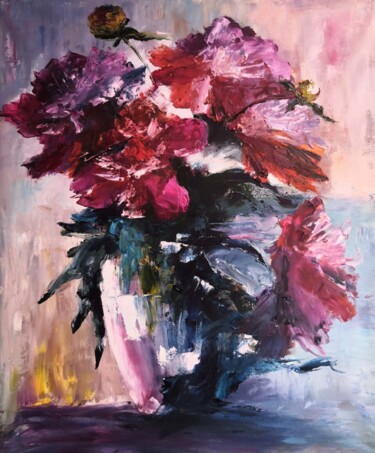 Painting titled "Beautiful PeoniesFl…" by Marina Gavrilova, Original Artwork, Oil