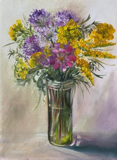 Pittura intitolato "Yellow Flowers Oil…" da Marina Gavrilova, Opera d'arte originale, Olio
