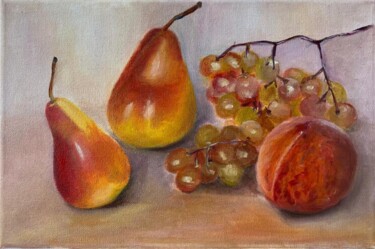 Pintura intitulada "Peach and Pear, Gra…" por Marina Gavrilova, Obras de arte originais, Óleo