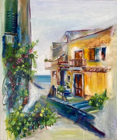 Painting titled "Old city,  road to…" by Marina Gavrilova, Original Artwork, Oil