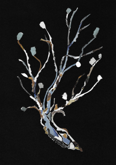 Blue tree Collages titled "Blue tree" by Marina Geipel, Original Art, Collages