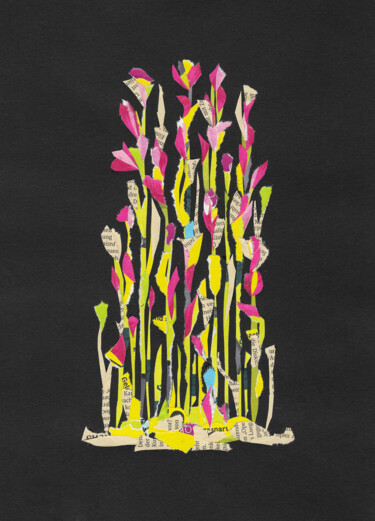 Κολάζ με τίτλο "Flowering" από Marina Geipel, Αυθεντικά έργα τέχνης, Κολάζ