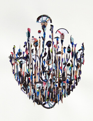 Collagen mit dem Titel "Barcelona 2022" von Marina Geipel, Original-Kunstwerk, Collagen