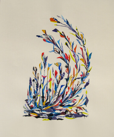 Collagen mit dem Titel "Flowers for dreams…" von Marina Geipel, Original-Kunstwerk, Collagen
