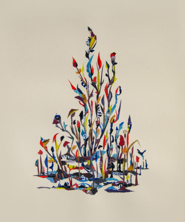 Collagen mit dem Titel "Flowers for dreams…" von Marina Geipel, Original-Kunstwerk, Collagen