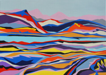 Painting titled "Pink mountains" by Marina Geipel, Original Artwork, Acrylic