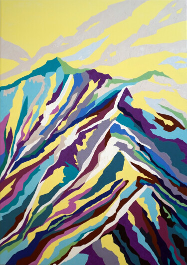 Painting titled "Sunshine on mountain" by Marina Geipel, Original Artwork, Acrylic
