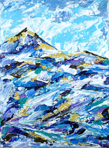Painting titled "Blue snow" by Marina Geipel, Original Artwork, Acrylic Mounted on Wood Stretcher frame