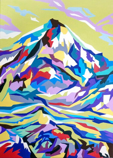 Pintura titulada "Colorful mountains" por Marina Geipel, Obra de arte original, Acrílico