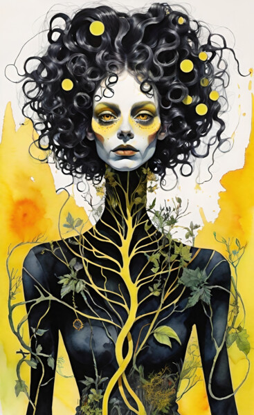 Artes digitais intitulada "Lemon Lady Nature" por Marina Geipel, Obras de arte originais, Pintura digital