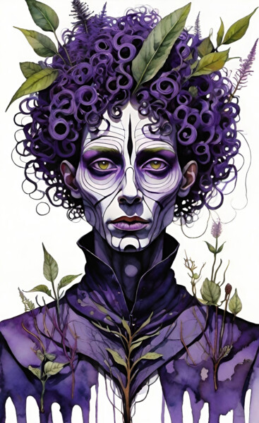 Digitale Kunst mit dem Titel "Lavender lady" von Marina Geipel, Original-Kunstwerk, Digitale Malerei