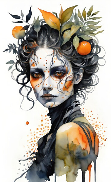 Arte digital titulada "Mandarin Muse" por Marina Geipel, Obra de arte original, Pigmentos