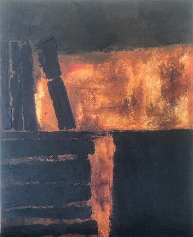 Malerei mit dem Titel "Fire Abstract Black…" von Marina Gorbachova, Original-Kunstwerk, Öl