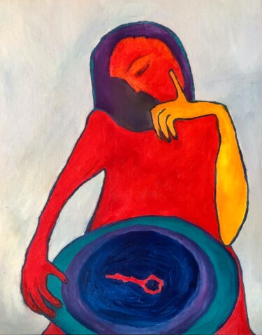 Peinture intitulée "Thinking Spirit" par Marina Gorbachova, Œuvre d'art originale, Huile