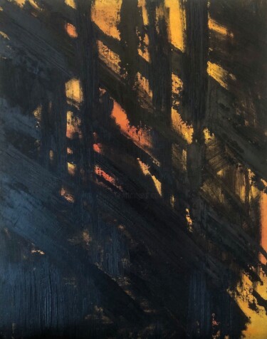 Schilderij getiteld "Black Lights" door Marina Gorbachova, Origineel Kunstwerk, Olie