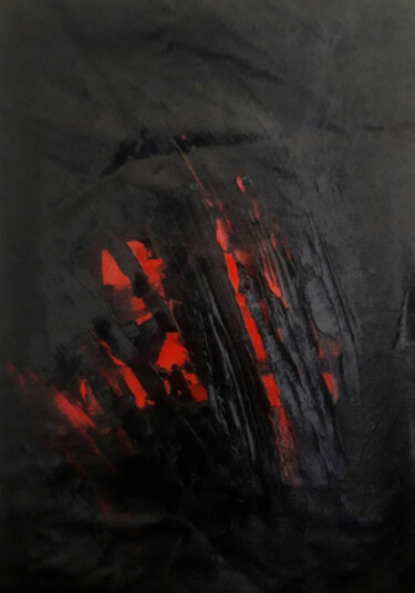 Painting titled "Red Light in Black…" by Marina Gorbachova, Original Artwork, Oil