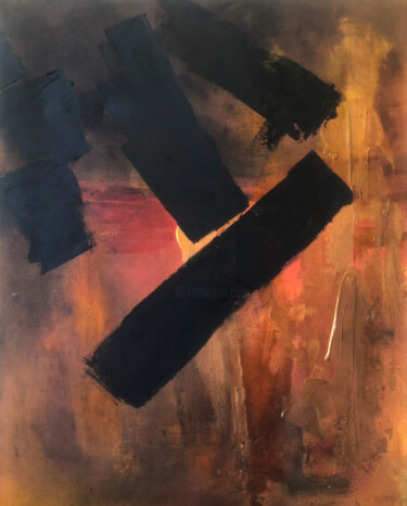 Pintura titulada "Fire Place" por Marina Gorbachova, Obra de arte original, Oleo Montado en Panel de madera