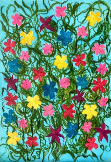 Картина под названием "Summer Field" - Marina Gorbachova, Подлинное произведение искусства, Масло Установлен на Деревянная п…
